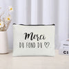 Thank You Makeup Bag Cosmetic Pouch - Merci Teacher Gift Travel Zipper Canvas Pouch (22 x 14 cm / 8.7 x 5.5 in)