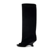 Women's Peep Toe Knee-High Boots Slip-On, Thick High Heels with Statement Heel, Microfiber Upper — Large Sizes