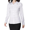 Women's Long Sleeve Button-Up Blouse – Slim Fit Chiffon Office Shirt (White, Sky Blue, Black)