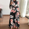Women's Floral Boho A-Line Maxi Dress Short Sleeve High-Waist Flowy Beach Dress