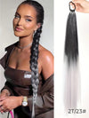 YELOWTIM 28-Inch (70 cm) Synthetic Ponytail Extension with Elastic Band – Straight Braided DIY Hair Piece, Black/Brown