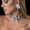 Bridal Crystal Choker Necklace & Earrings Set – 2-Piece Rhinestone Wedding Jewelry for Bride & Bridesmaids