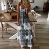 Women's Summer Casual Printed Spaghetti Strap Camisole Maxi Dress V-Neck Ankle-Length Plaid Patchwork