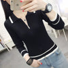 Women's V-Neck Zipper Knit Pullover Sweater – Casual Long Sleeve, Autumn/Winter Regular Fit