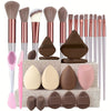 Professional Makeup Brush Set 8-29-Piece - Soft Powder, Eyeshadow & Foundation Brushes with Sponge Travel Cosmetic Kit