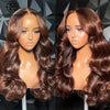 Chocolate Reddish Brown 13x4 HD Body Wave Lace Front Wig with Baby Hair, Synthetic Glueless