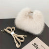 Luxury Faux Fur Shoulder Bag for Women - Plush Evening Clutch Fluffy Small Crossbody Tote with Adjustable Strap