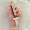 Sparkling Rhinestone Initial Keychain - Round Alloy Letter Charm with Crystal Pendant