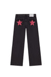 Blue High-Waisted Y2K Harajuku Baggy Jeans with Five-Point Star Embroidery Women's Casual Straight Denim