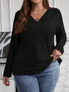 Plus Size Women's Solid Cross V-Neck Pullover Sweater 1XL-5XL Long Sleeve Casual Knit