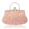 Retro Beaded Evening Clutch - Floral Sequin Wedding Party Handbag with Chain Strap