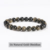 Natural Stone Beaded Bracelet 6/8/10mm — Obsidian Fluorite Quartz Jasper Stretch Yoga Bracelet for Women & Men