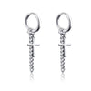 Unisex Gothic Cross Stainless Steel Drop Stud Earrings - Punk Rock Hip Hop Street Jewelry, 1 Pair