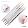 5-Piece Stripe Liner Nail Brush Set with Dotting Tool & Rhinestone Picker for Nail Art