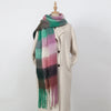 Women's Winter Thick Plaid Pashmina Scarf - Soft Polyester Shawl Wrap, 175+ cm (69+ in) Fuzzy Tassel