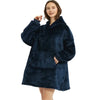 Oversized Sherpa Fleece Hoodie Blanket with Sleeves – Giant TV Pullover Robe with Hood & Pockets