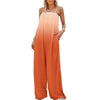 Women's Sleeveless Casual Jumpsuit, Summer Printed Knit Polyester-Cotton, English-Inspired