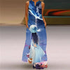 Women's Vintage Printed Boho Maxi Dress - V-Neck Sleeveless A-Line Summer Beach & Party Dress