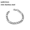 316L Stainless Steel Cuban Figaro Chain Bracelet, Unisex Vintage Punk K-Pop Link Bracelet