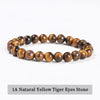 Natural Stone Beaded Bracelet 6/8/10mm — Obsidian Fluorite Quartz Jasper Stretch Yoga Bracelet for Women & Men