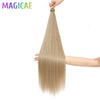 3-Pack 28-Inch (71 cm) Straight Crochet Braids Synthetic Hair Extensions High-Temperature Ombre Blonde Brown Gray