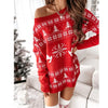 Women's Christmas Knit Sweater Dress - Long Sleeve Mini Holiday Party Dress, Warm Polyester