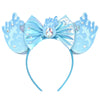 Sequin Snowflake Mouse Ear Headband with 5\" (12.7 cm) Bow – Kids & Adults Festival Party Cosplay Hairband