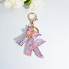 Sequin Letter Keychain with Tassel & Butterfly Charm – Initial A-Z Resin Keyring for Women, Bag & Car (55mm / 2.2 in)
