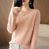 Women Striped Knit O-Neck Pullover Sweater Loose Long Sleeve Autumn Winter Casual Korean Fashion