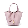 Women's Leather Bucket Bag – Basket-Style Drawstring Handbag, Mommy Bag for Bridal & Wedding