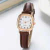 Women's Square Vintage Small Dial Quartz Watch with Leather Strap - Roman Numerals, Casual Fashion