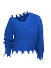 Women's Plus Size Long Sleeve Pullover Sweater Solid Knit Slant Neck Comfortable Fit for Autumn Winter