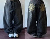 Harajuku Y2K Embroidered Baggy Wide-Leg Jeans for Women - Washed Distressed Low Waist Casual Hip-Hop Gothic