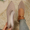 Pointed Toe Knitted Slip-On Ballet Flats for Women Casual Office Loafers