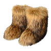 Women's Mid-Calf Faux Fox Fur Snow Boots, Plush Warm Slip-On Furry Winter Boots