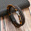 Classic Tiger Eye Beaded Multi-Layer Leather Bracelet for Men — Magnetic Clasp, Punk Style (19/21/23 cm | 7.5/8.3/9.1 in)