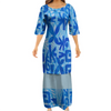 Women's Summer Puffed Sleeve Ankle-Length Printed Loose Casual Party Dress