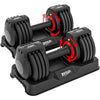 Adjustable Dumbbell Set 25–55 lb (11–25 kg) Pair – 5-in-1/10-in-1 Compact Home Gym Weights with Anti-Slip Handle