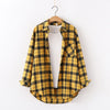 Women's Flannel Plaid Shirt - Loose Cotton-Poly Long Sleeve Button-Down with Pockets