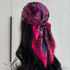 Silk-Feel Square Scarf 70 x 70 cm (27.6 x 27.6 in) Floral Satin Neckerchief – Women's Hair Band, Bandana & Wrap