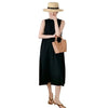NYFS Korean Style Summer Cotton Sleeveless Backless A-Line Midi Dress Loose Plus Size L-4XL