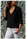 Women's Autumn Polo Collar Blouse - Vintage Loose Button-Up Office Shirt for Office & Streetwear