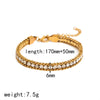 Gold Cubic Zirconia Stainless Steel Adjustable Women's Tennis Bracelet 17-20 cm (6.7-7.9 in) Non-Tarnish Iced-Out Chain