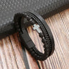 Men's Multi-Layer Woven Leather Bracelet with Alloy Magnetic Buckle - Punk Style, 19/21/23 cm (7.5/8.3/9.1 in)