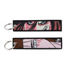 Anime Embroidered Keychain Double-Sided Key Fob 3 x 13 cm (1.2 x 5.1 in) for Backpacks Cars Motorcycles Gift