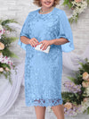 Plus Size Embroidered Floral Mother of the Bride Midi Dress, Summer Bridesmaid & Party Dress