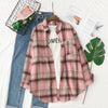 Women's Casual Loose Plaid Flannel Shirt - College Style Long-Sleeve Button-Up Blouse