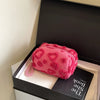 Plush Travel Makeup Bag with Handle — Heart Print Cosmetic Organizer Clutch Pouch