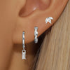 3-Pack Crystal Flower Tragus and Huggie Hoop Earring Set Gold & Silver for Cartilage, Helix & Lobe Piercing