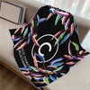Twill Silk Square Scarf 90 x 90 cm (35.4 in) - Floral & Letter Print Women's Neck Kerchief Wrap